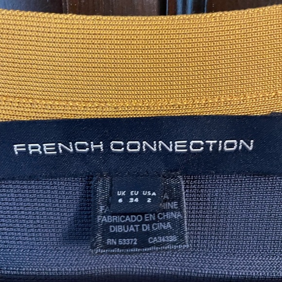 French Connection Mini Bandage Dress Navy Blue Gold Size 2 - Picture 5 of 7